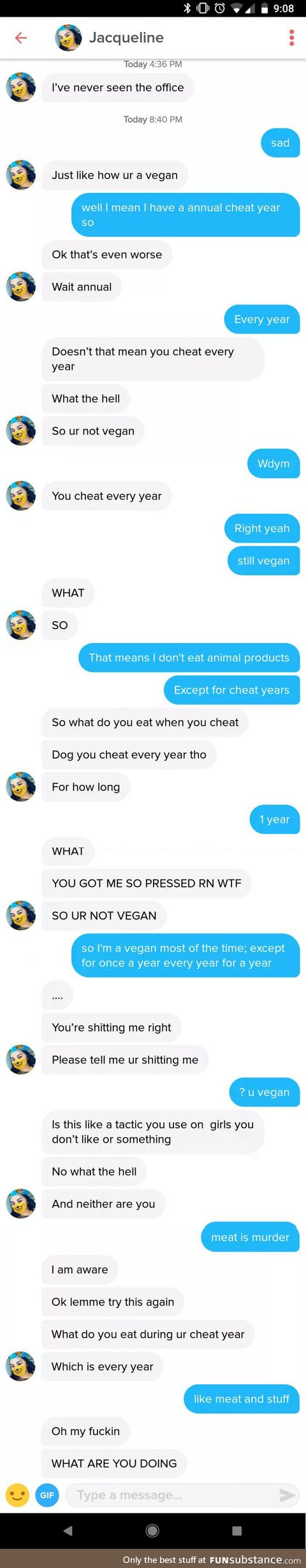 Vegan cheat year