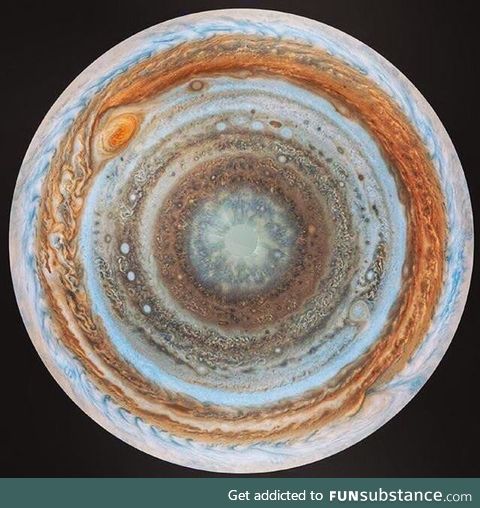 Jupiter viewed from its South Pole