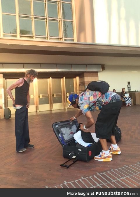 This good man give his own clothes to someone who needed them (LA Union Station)