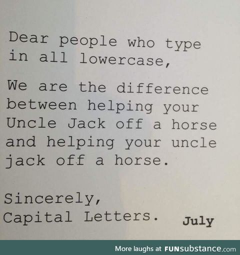 Sincerely, capital letters