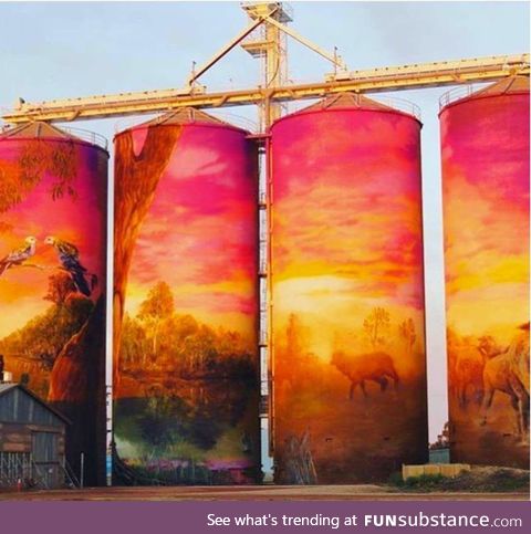 Painted grain silos in Australia