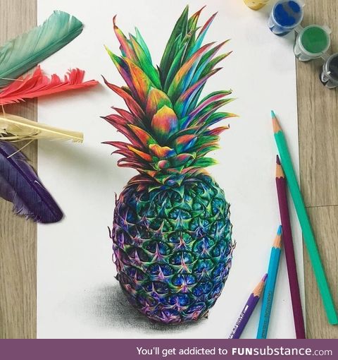 Gorgeously colored pineapple drawing