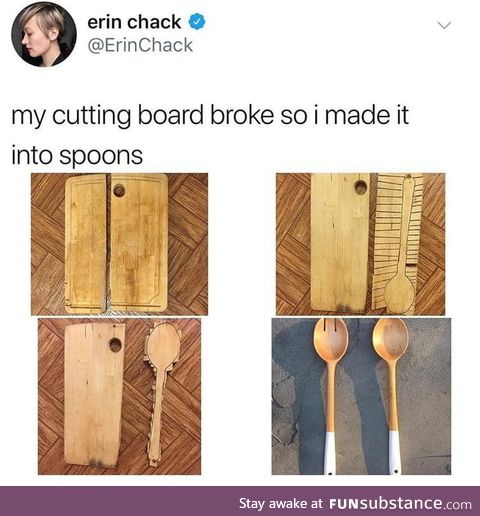 Break your cutting board? Make spoons out of it!