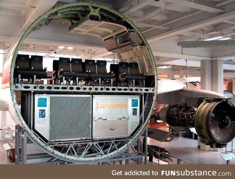 Cross section of a commercial airplane