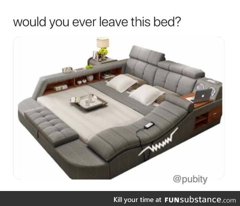 I don't even leave my bed now. Imagine!