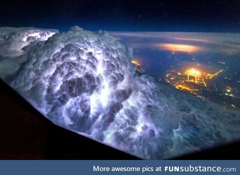 Picture of a storm taken from the c*ckpit of a plane