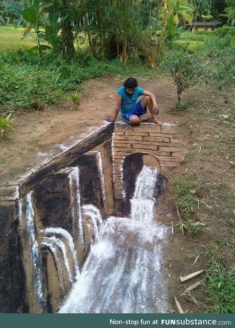 A Sri-Lankan artist drew this with charcoal and flour