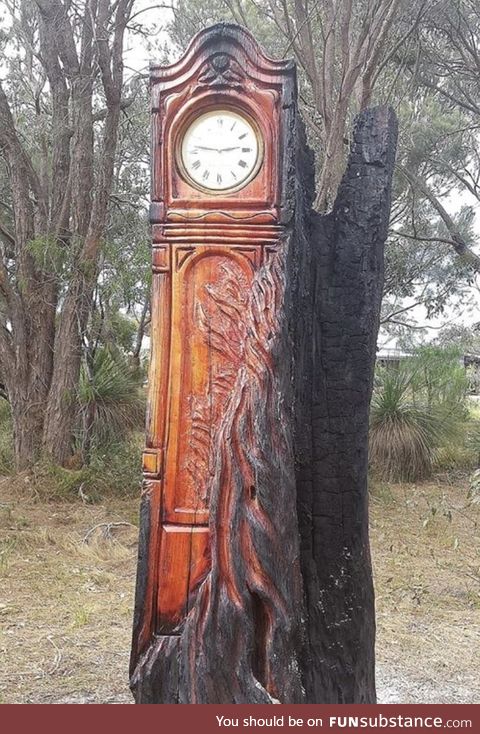 Chainsaw carving from a burnt tree trunk