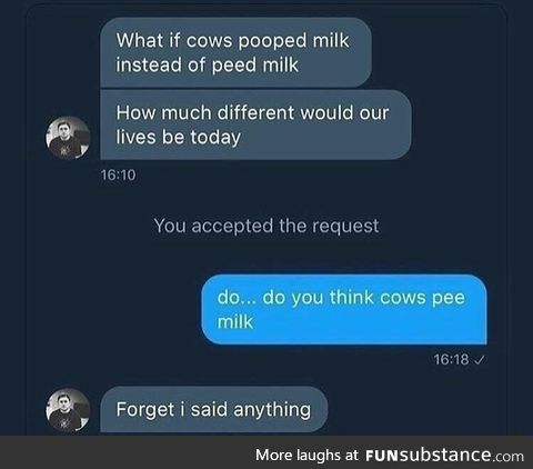 Cows pee milk