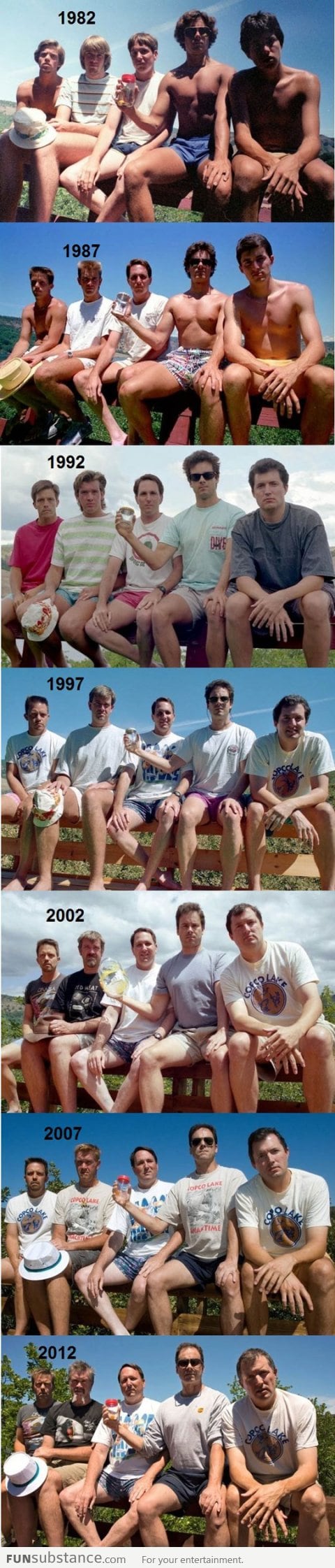 Group of friends take a picture every 5 years