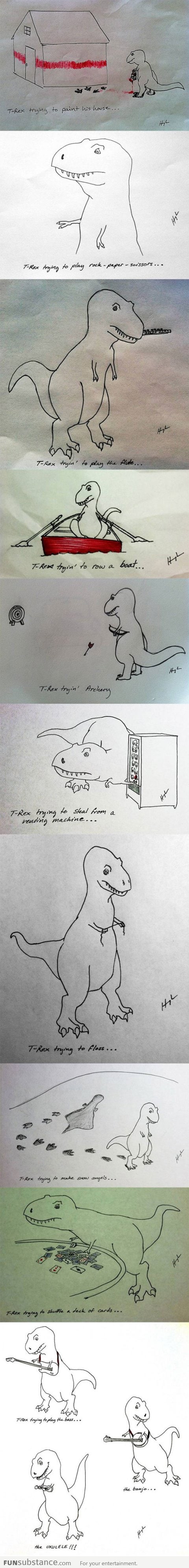 Poor T-Rex trying things