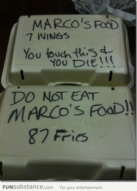 DO NOT EAT MARCO'S FOOD!