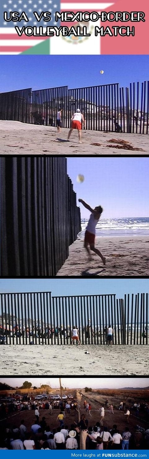 Volleyball match on the border