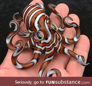 Orange cream swirl glass octopus