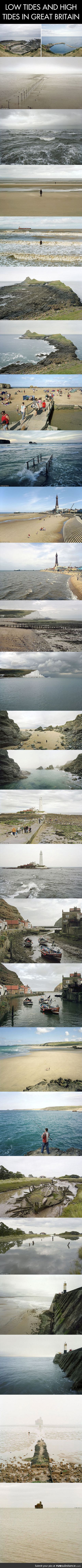 Difference in High and Low tides in England