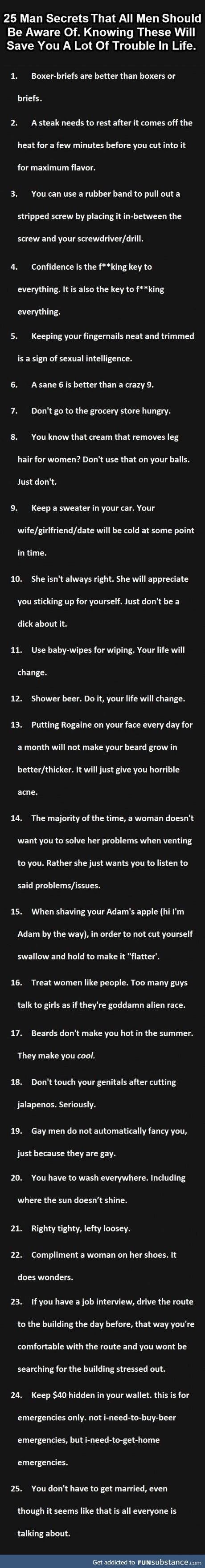 Secrets all men should know