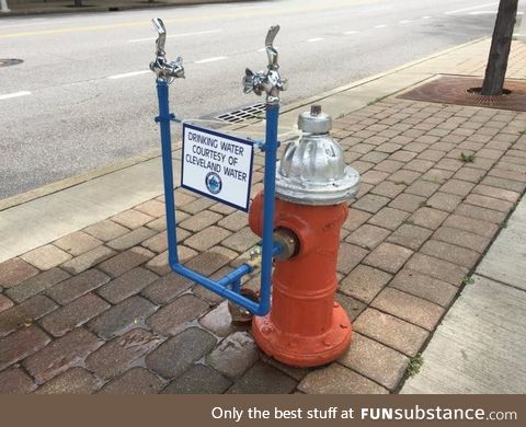 This fire hydrant got converted into a water fountain