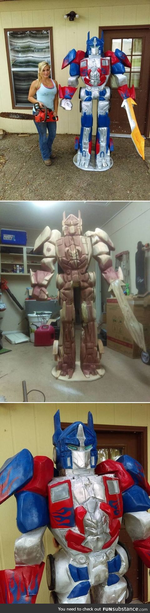 Optimus Prime chainsaw carving