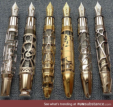 Beautiful hand made skeleton fountain pens