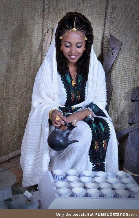 Ethiopian girl in Traditional coffee ceremony