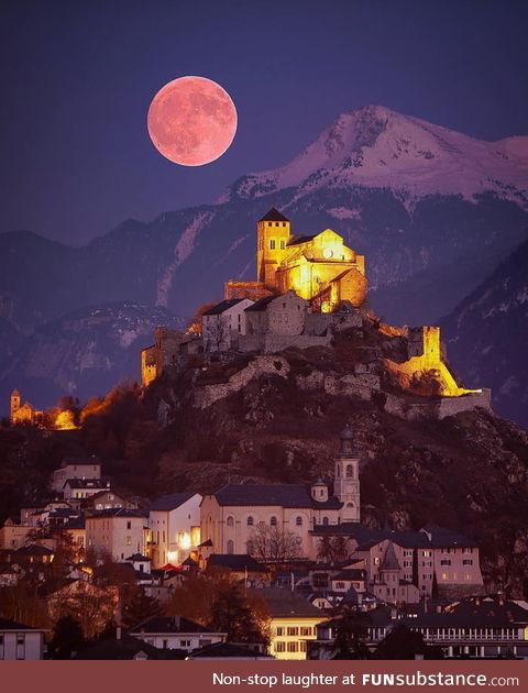 The beautiful town of Sion,Switzerland