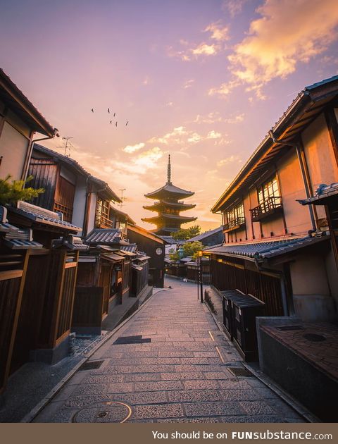 Beautiful sunset of Kyoto, Japan