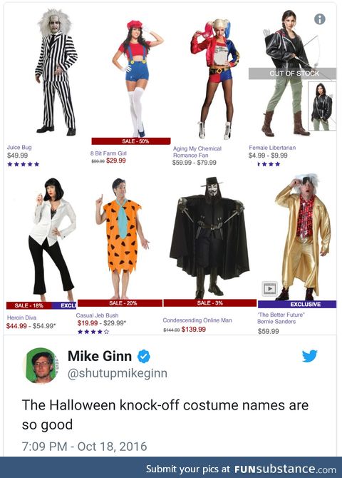 Knock off Halloween costumes