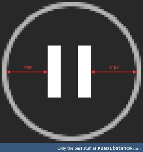 The Spotify pause button is off-centered by one pixel