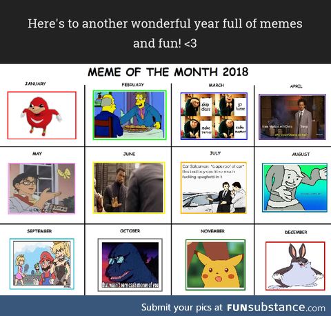 Dr. Richard's Official Meme Calendar of 2018!