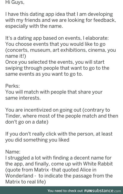 Dating app idea