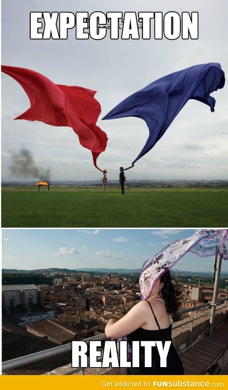 Expectation vs reality - wind and scarves