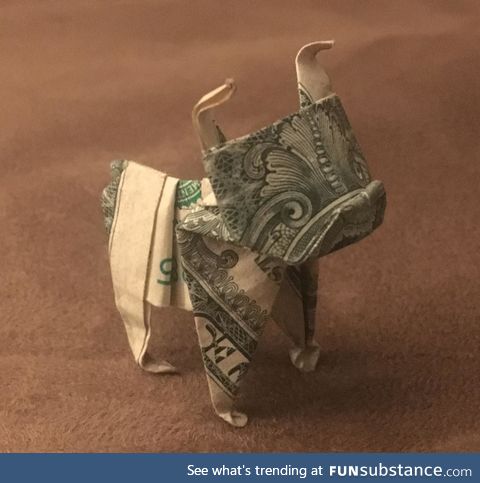 Origami $1 bulldog
