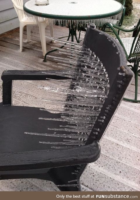Ice storm in Tennessee vs. Patio chair