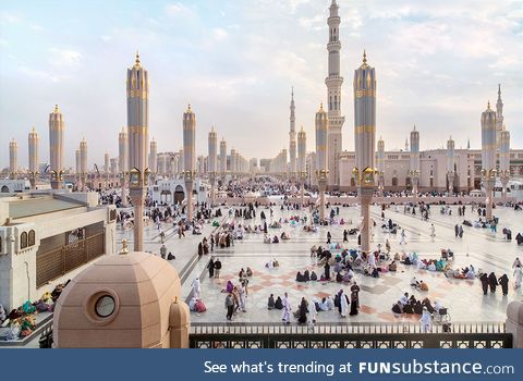 When the giant umbrellas are closed, Medinah looks like a city from Star Wars