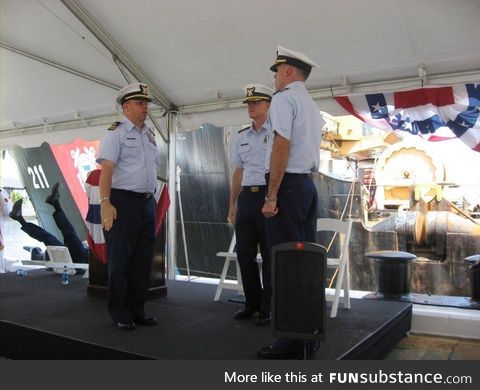 My Father’s chair failing at a Coast Guard change of command