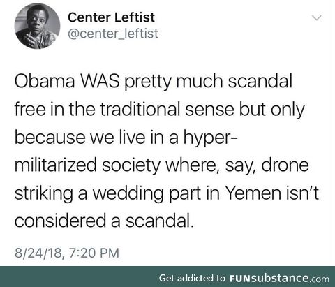 Scandal free zone. Thanks, Obama?