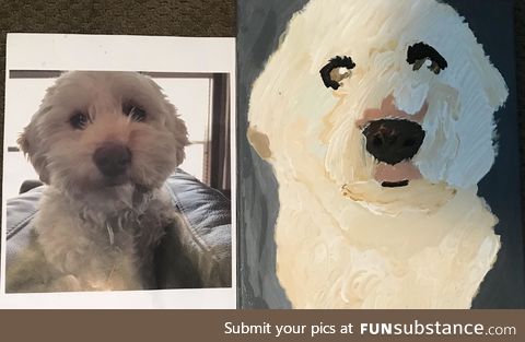 Painting that my 10 year old autistic daughter did of her pup