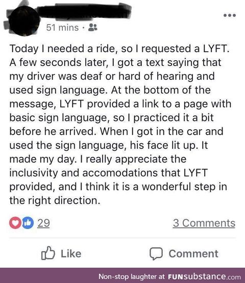 Lyft being wholesome