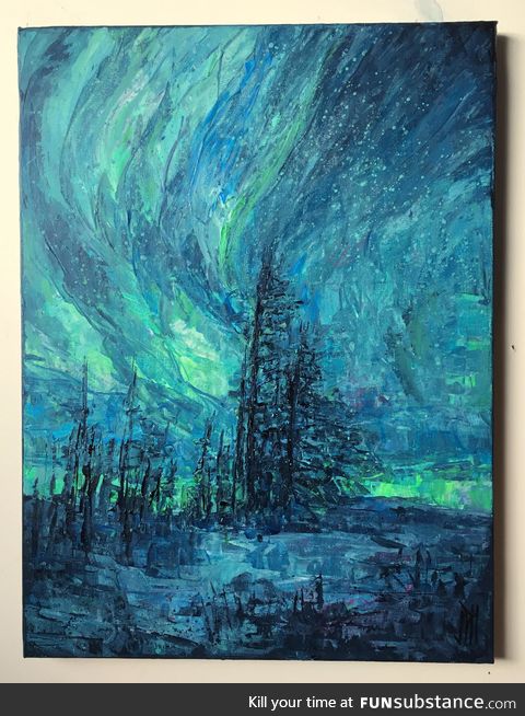 Painting I did of the northern lights