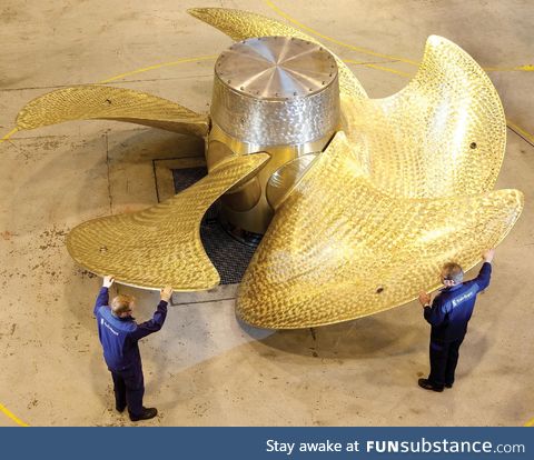 A 7 meter adjustable propeller from an ocean liner, made by Rolls Royce