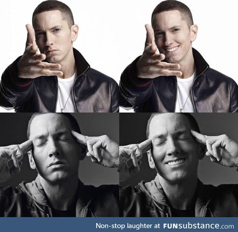 This guy photoshops smiles onto Eminem