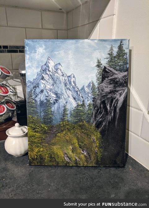 Third painting, I tried mountains!