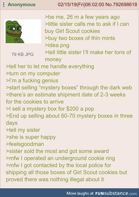 Anon sells Girl Scout cookies