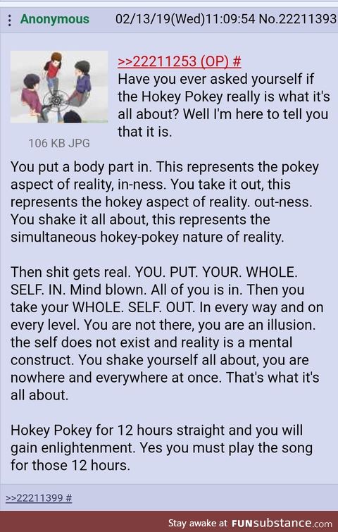 Anon does the hokie pokie ritual