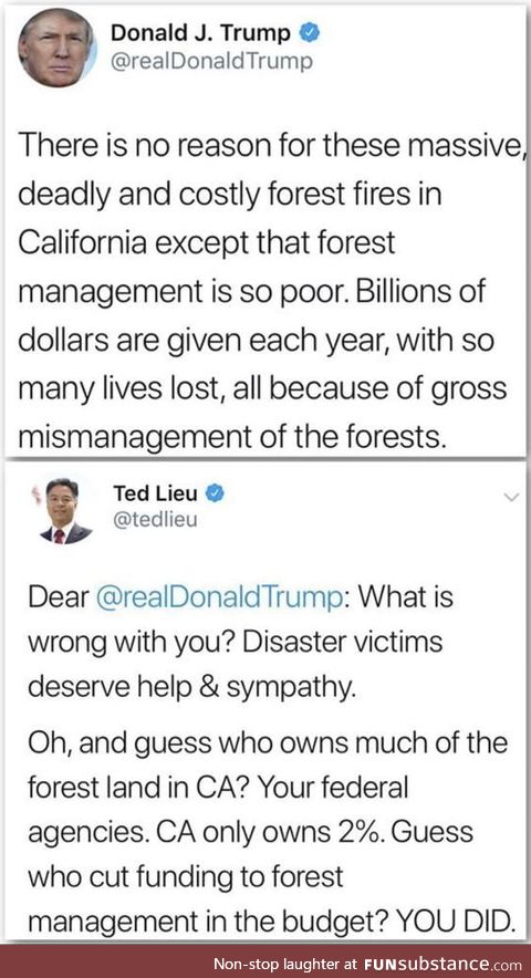 Google: "California's forests federally owned by Trump" and read