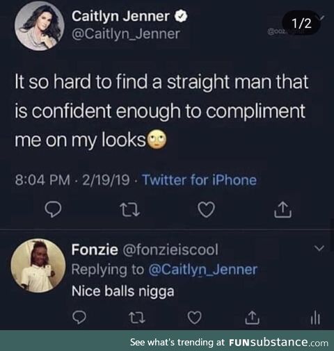 Confident straight man compliments Caitlyn Jenner on her looks