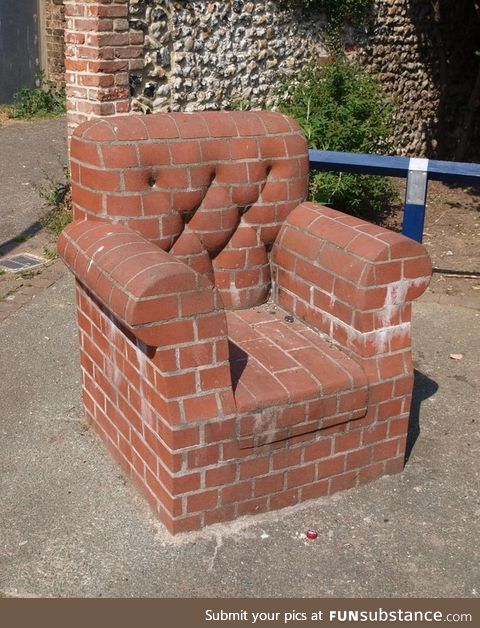 Sofa made out of bricks