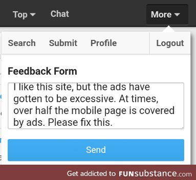 Please consider submitting feedback about the excessive ads