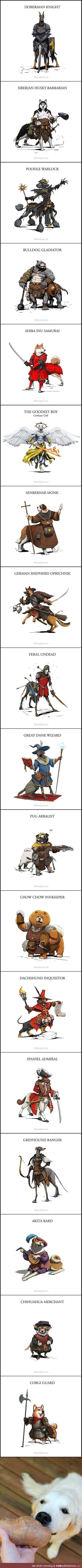 Artist Reimagines dogs as RPG classes