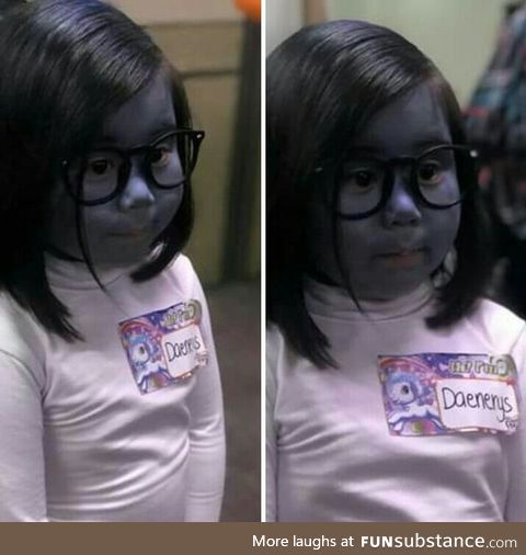 A girl in Philippines dressed as "Sadness" for halloween party